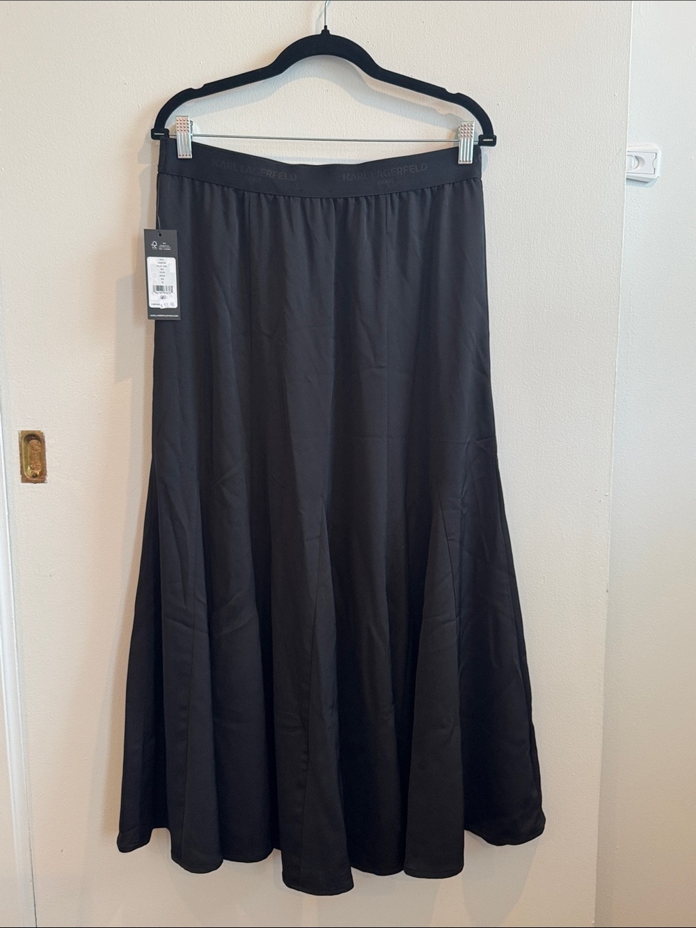 Karl Lagerfeld Black Maxi Skirt with Flared Hem